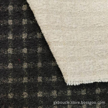 Boucle Fashion plaid design with Lurex yarn fabric
